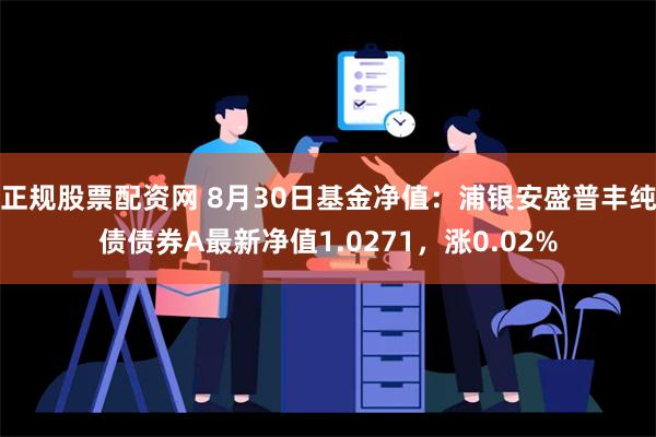 正规股票配资网 8月30日基金净值：浦银安盛普丰纯债债券A最新净值1.0271，涨0.02%