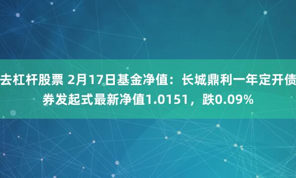 去杠杆股票 2月17日基金净值：长城鼎利一年定开债券发起式最新净值1.0151，跌0.09%