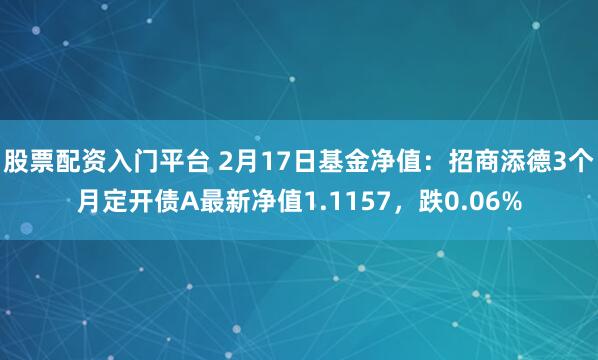 股票配资入门平台 2月17日基金净值：招商添德3个月定开债A最新净值1.1157，跌0.06%