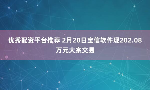 优秀配资平台推荐 2月20日宝信软件现202.08万元大宗交易