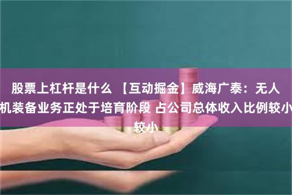 股票上杠杆是什么 【互动掘金】威海广泰：无人机装备业务正处于培育阶段 占公司总体收入比例较小