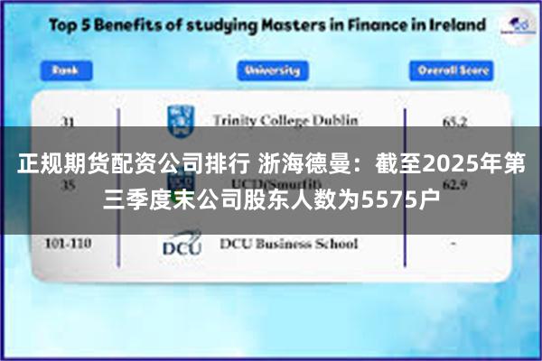 正规期货配资公司排行 浙海德曼：截至2025年第三季度末公司股东人数为5575户